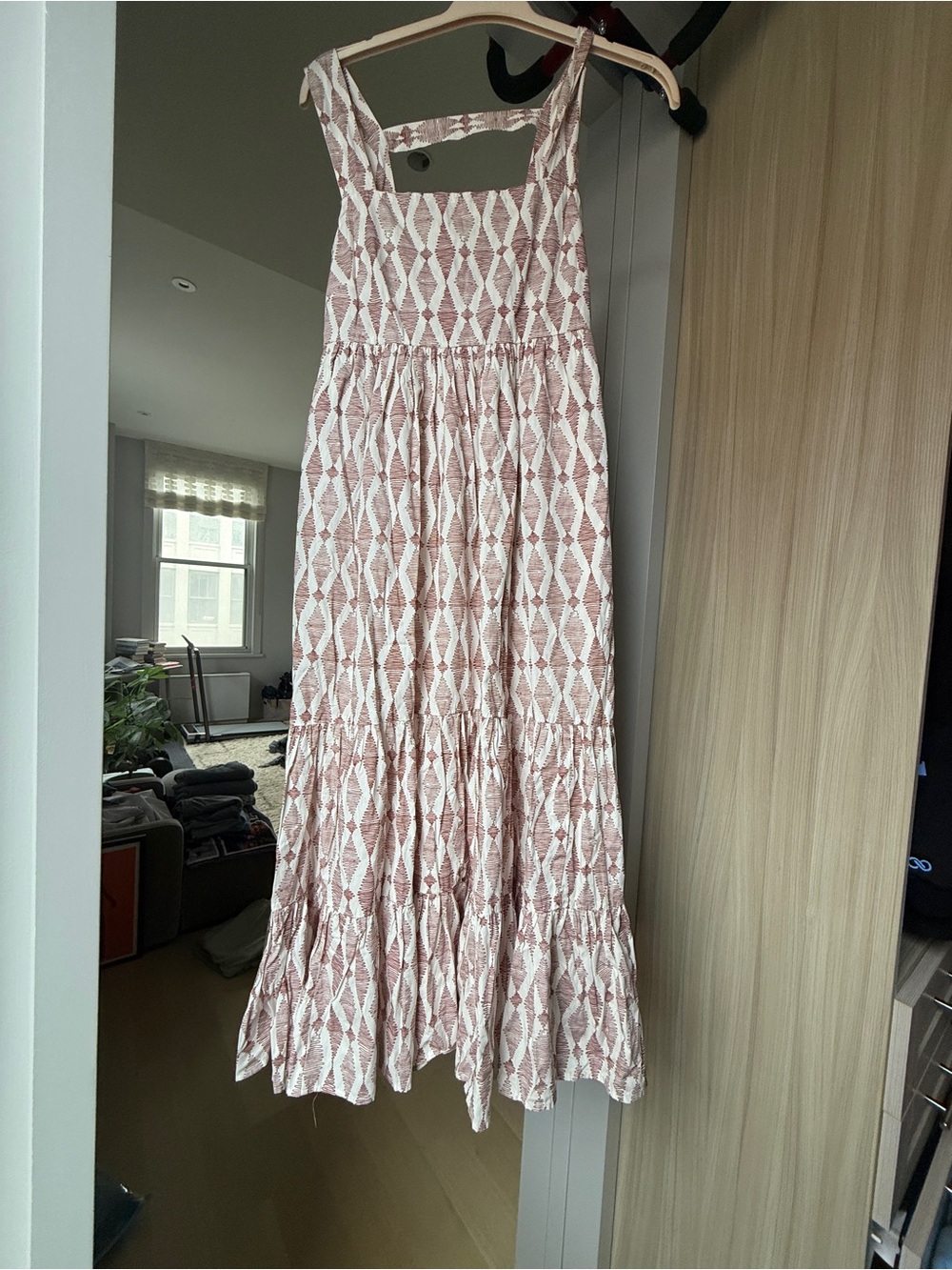 Anthropologie Ivory & Rust Embroidered Tiered Cotton Maxi Dress (Size S)